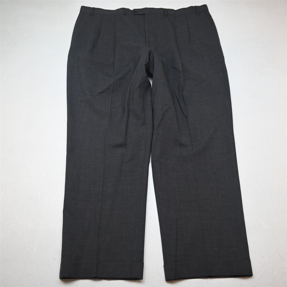 Chaps Ralph Lauren 42x30 Gray 100% Wool Pleated Cuffed Classic Dress Mens Pants